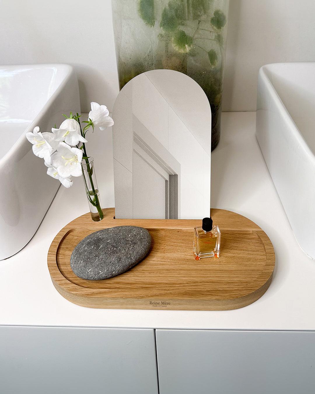 Alice - Miroir à poser avec rangement en chêne