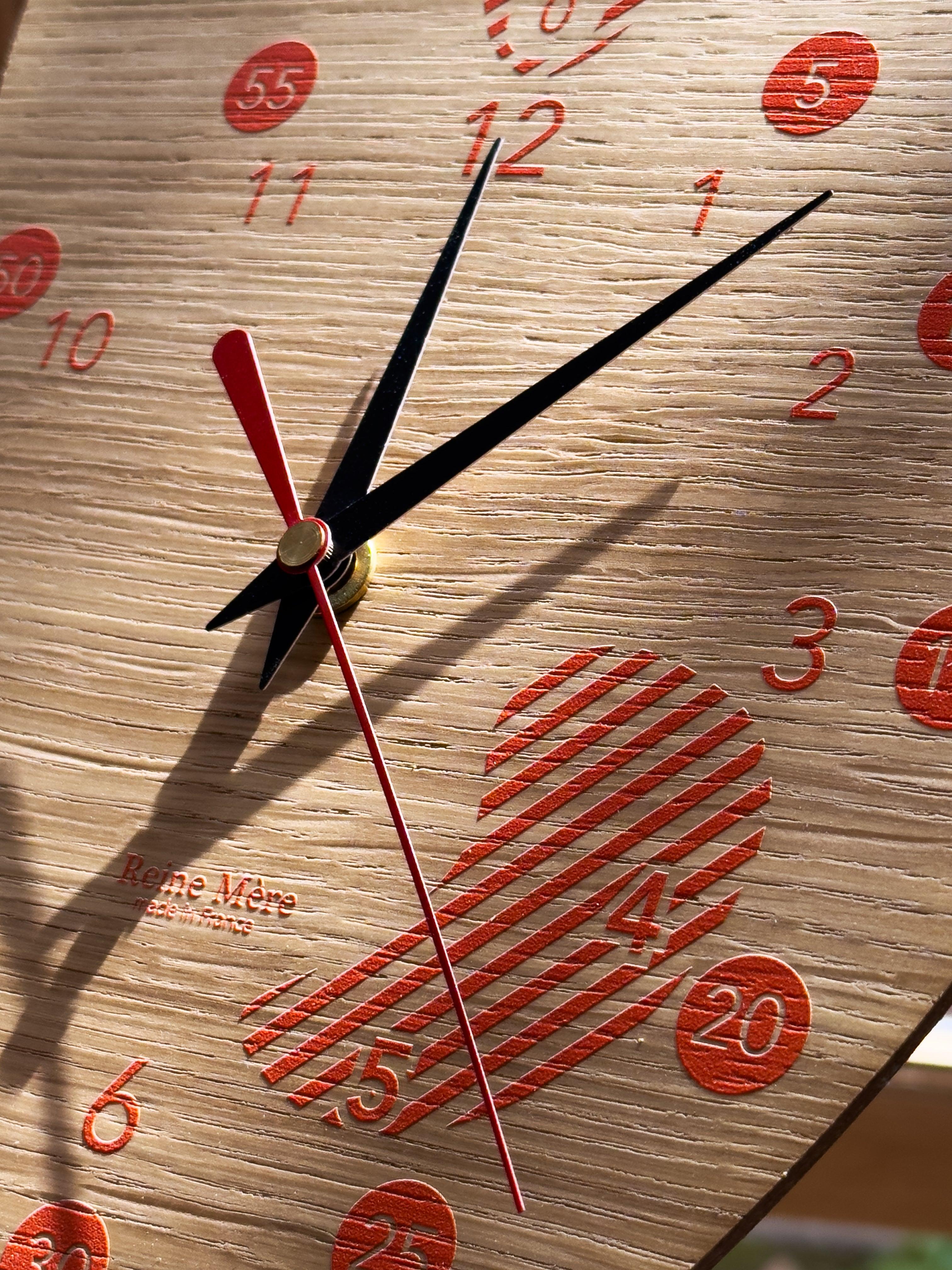 Renard - Horloge pédagogique en médium plaqué chêne