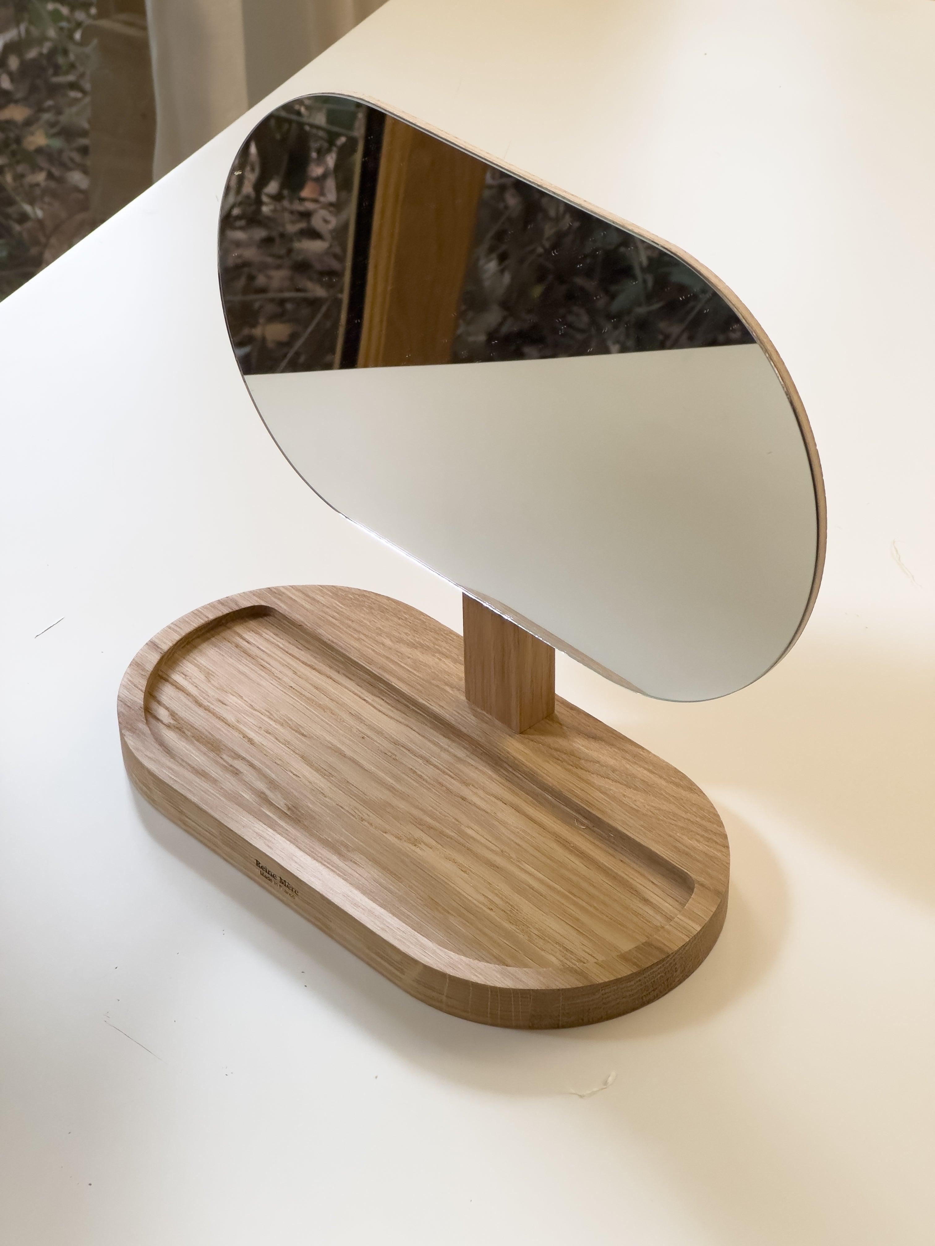 Merveilles - Miroir à poser avec rangement en chêne