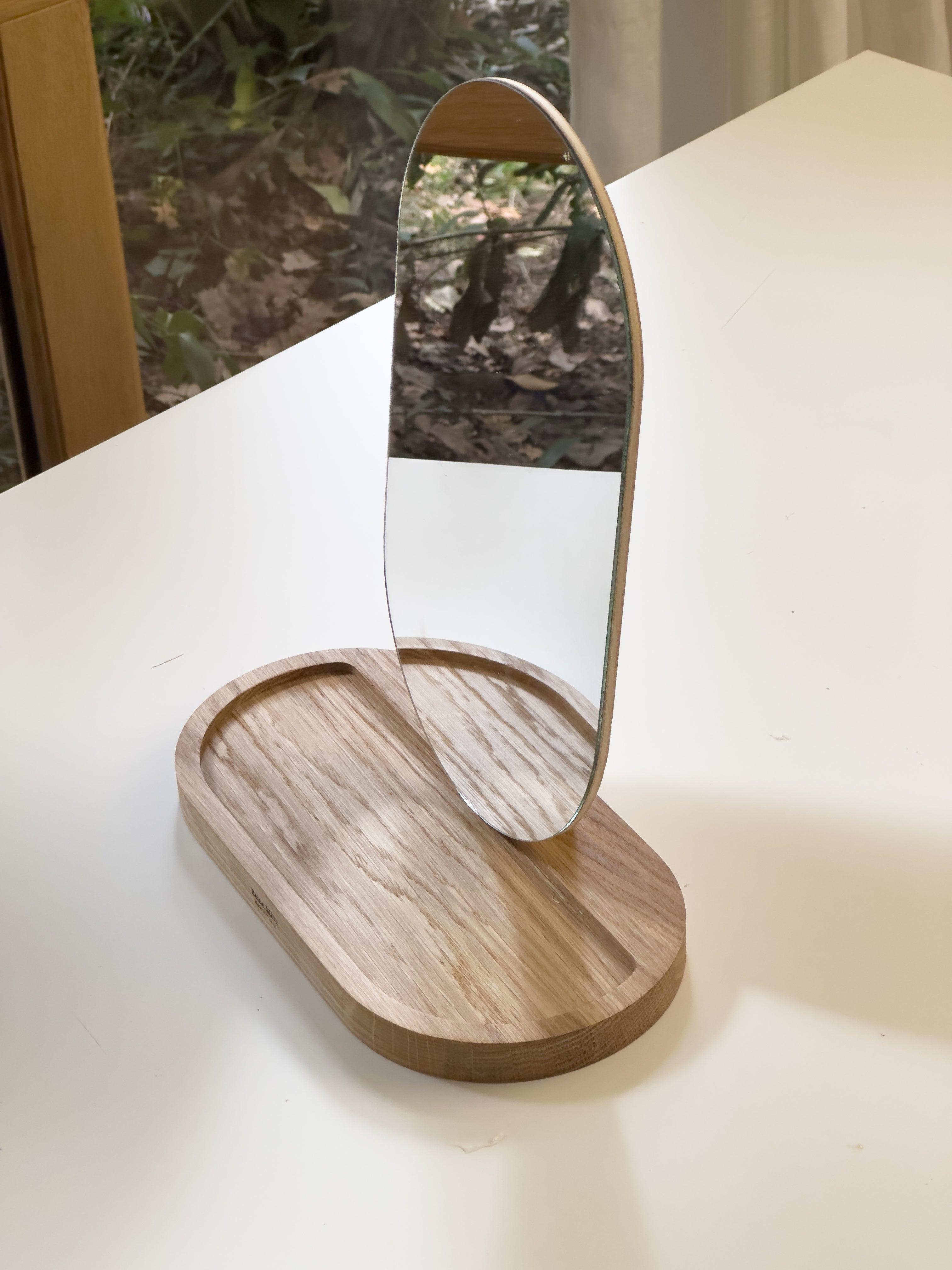 Merveilles - Miroir à poser avec rangement en chêne