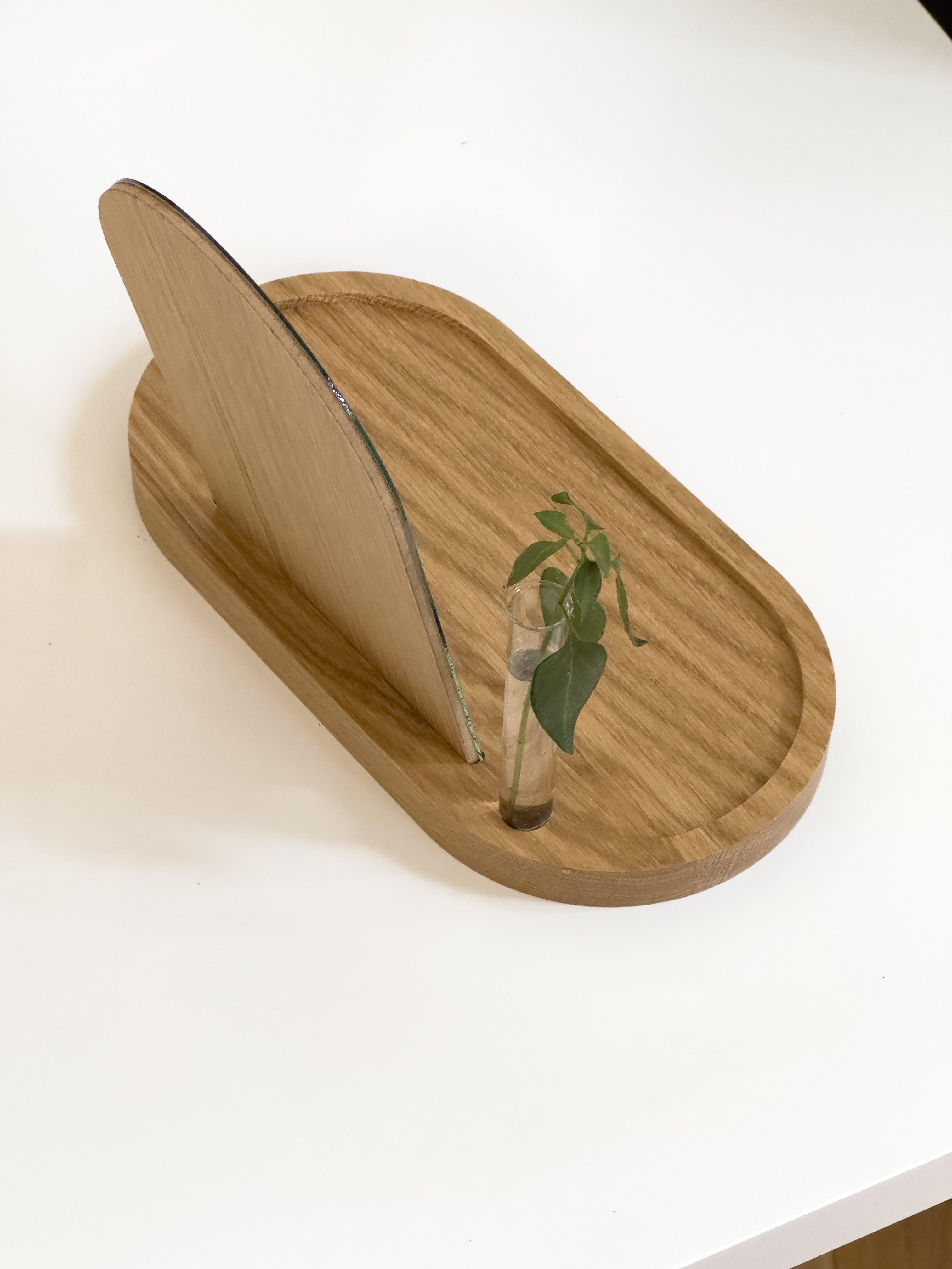 Alice - Miroir à poser avec rangement en chêne