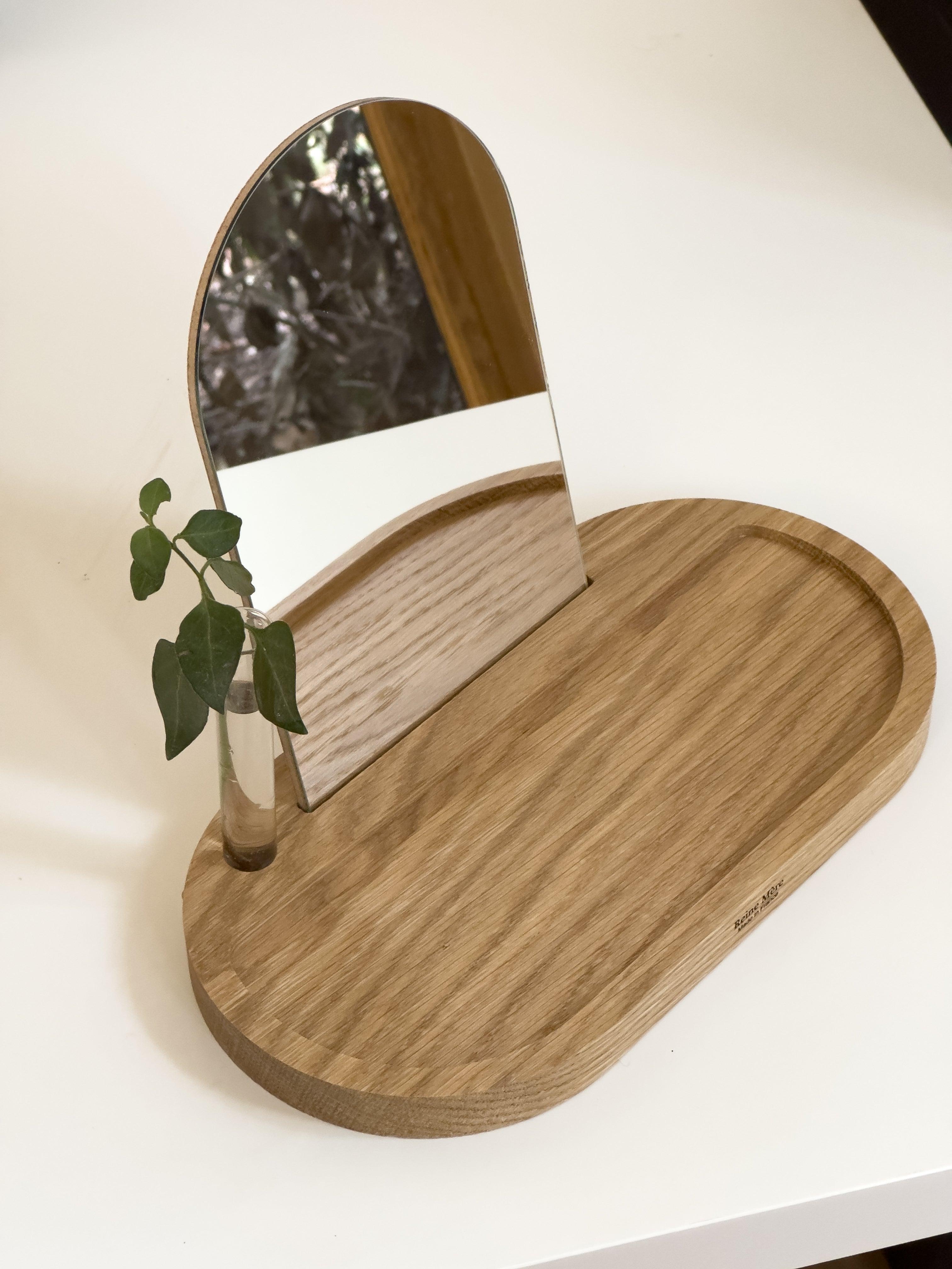 Alice - Miroir à poser avec rangement en chêne