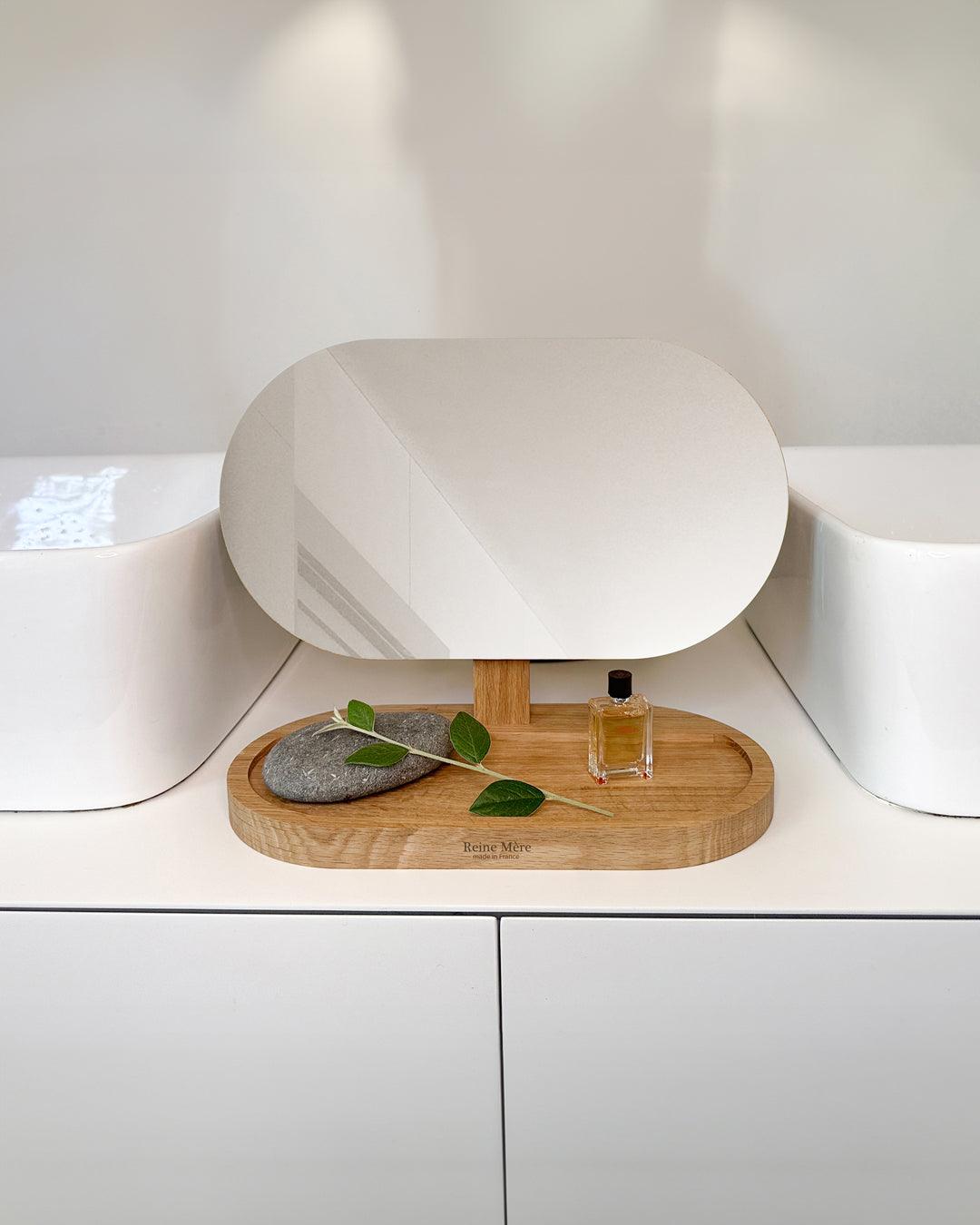 Merveilles - Miroir à poser avec rangement en chêne