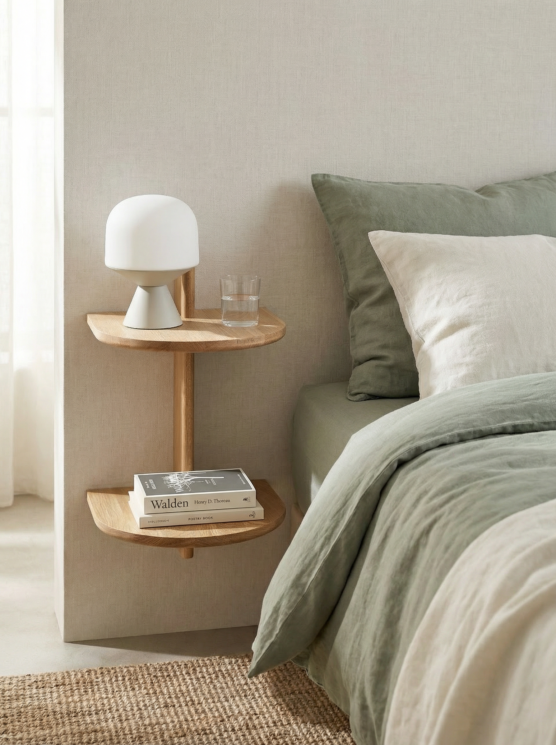 Morphée - Étagère de chevet en chêne massif