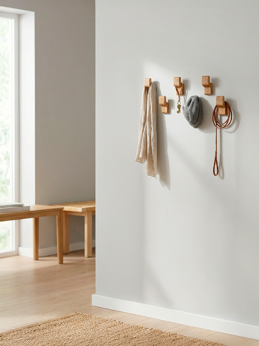 Virgule - Patère en chêne massif